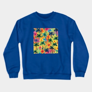 Palm Trees and Tropical Flowers Crewneck Sweatshirt